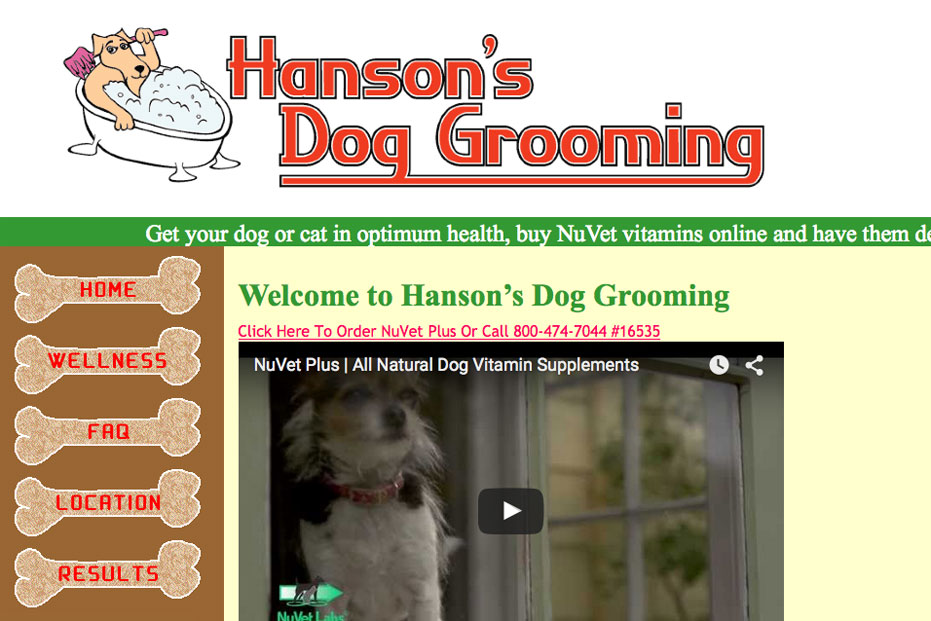Hanson's Dog Grooming website